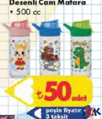 DESENLİ CAM MATARA 500 CC